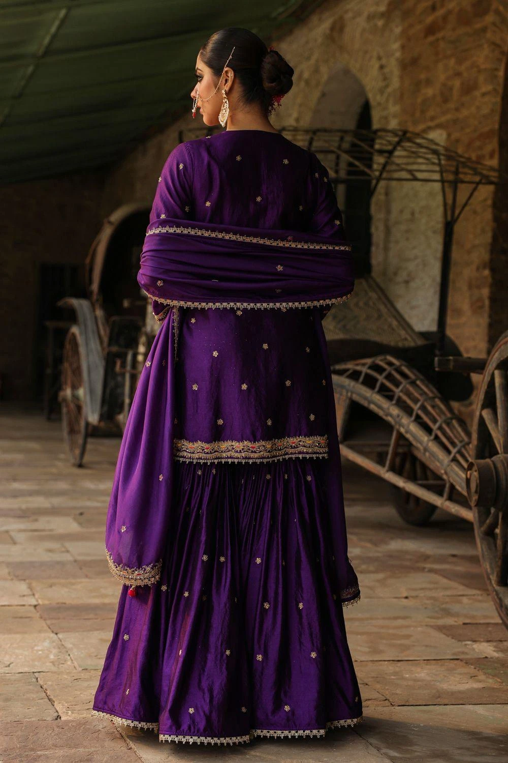 Niti Bothra Purple Zari Dori Embroidered Sharara Set 4 Niti Bothra Purple Zari Dori Embroidered Sharara Set - Image 4