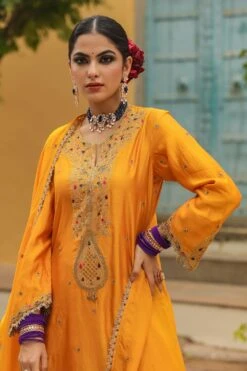 Niti Bothra Golden Yellow Bird Embroidered Sharara Set -Echo Clohting Shop 41223nb41 5