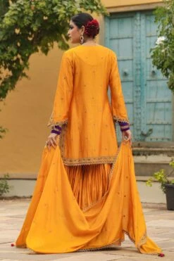 Niti Bothra Golden Yellow Bird Embroidered Sharara Set -Echo Clohting Shop 41223nb41 6