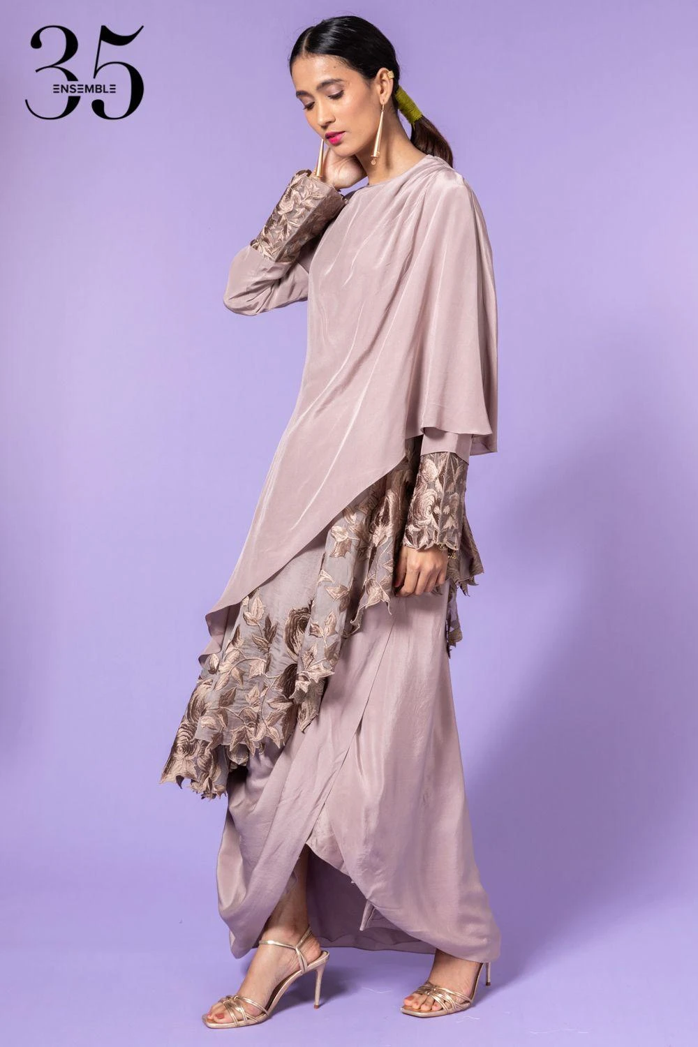 Aikeyah Grey Embroidered Layered Dress 2 Aikeyah Grey Embroidered Layered Dress - Image 2