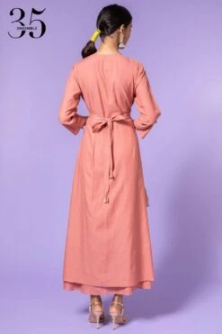 Aikeyah Pink Layered Dress With Belt -Echo Clohting Shop 42aik16 4