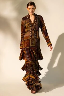 Nikita Mhaisalkar Multicoloured Metallic Embellished Tiered Dress -Echo Clohting Shop 4423nm38 3