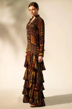 Nikita Mhaisalkar Multicoloured Metallic Embellished Tiered Dress -Echo Clohting Shop 4423nm38 4