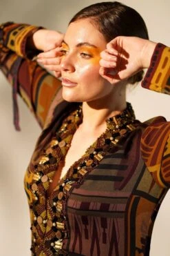 Nikita Mhaisalkar Multicoloured Metallic Embellished Tiered Dress -Echo Clohting Shop 4423nm38 5