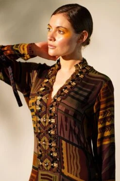 Nikita Mhaisalkar Multicoloured Metallic Embellished Tiered Dress -Echo Clohting Shop 4423nm38 6