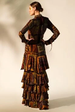 Nikita Mhaisalkar Multicoloured Metallic Embellished Tiered Dress -Echo Clohting Shop 4423nm38 7