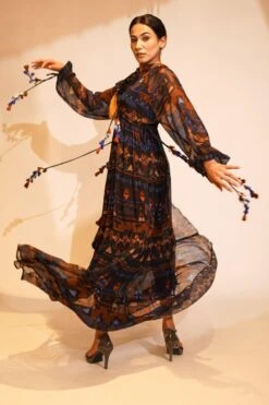 Nikita Mhaisalkar Blue Aztec Printed Maxi Dress -Echo Clohting Shop 4423nm69 3