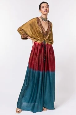 CAPISVIRLEO Ombre Dyed Habutai Silk Kaftan