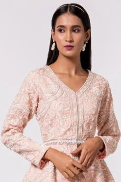 Devika Bhayana Pink Embroidered Peplum & Sharara Set -Echo Clohting Shop 44db1 4