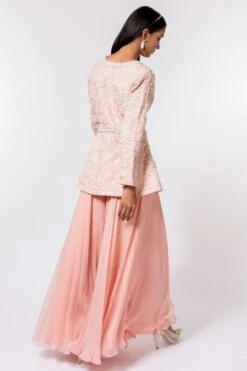 Devika Bhayana Pink Embroidered Peplum & Sharara Set -Echo Clohting Shop 44db1 5