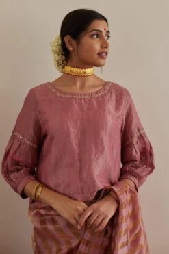Shorshe Onion Pink Hand Embellished Blouse