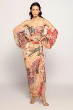 Saaksha & Kinni Peach Abstract Printed Skirt