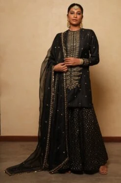 Pooja Keyur Black Embellished Sharara Set