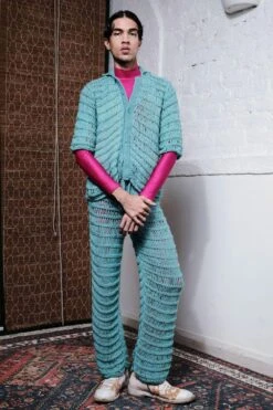 QUOD Serene Blue Coil Hand-Knitted Shirt