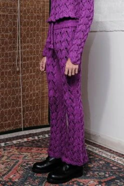 QUOD Mysterious Purple Cable Hand-Knitted Pant -Echo Clohting Shop 51123qu29 3
