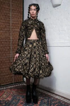 QUOD Bold Black QUOD Printed Racer Balloon Skirt