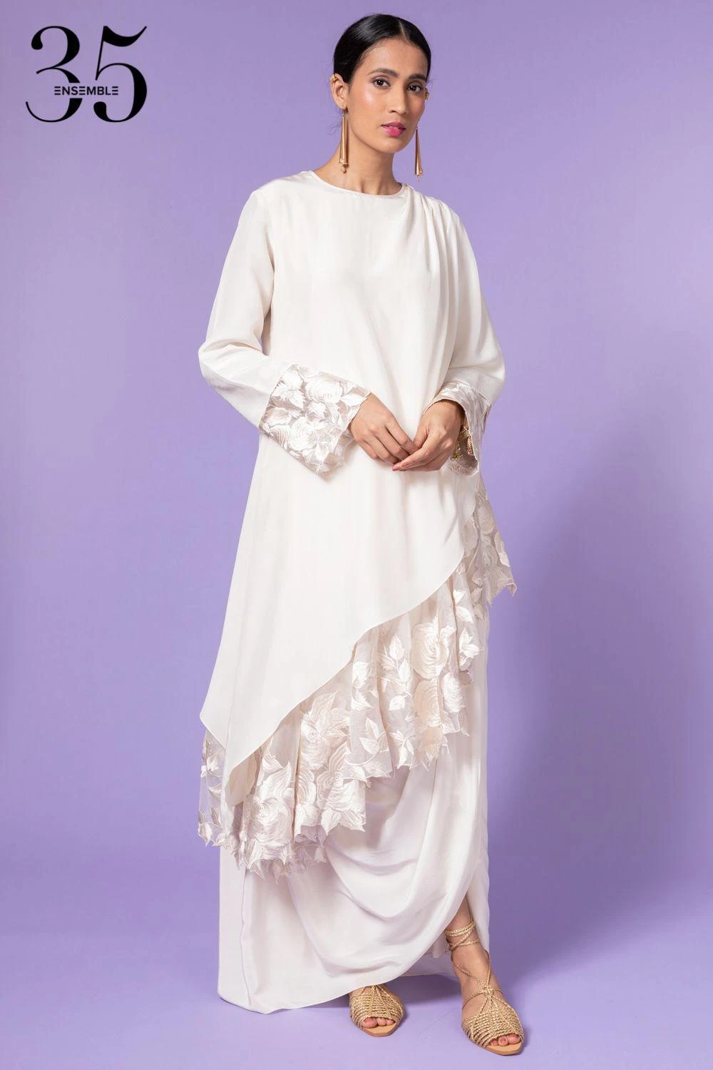 Aikeyah White Embroidered Layered Dress 1 Aikeyah White Embroidered Layered Dress