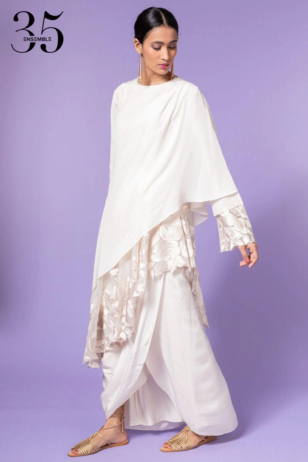 Aikeyah White Embroidered Layered Dress 2 Aikeyah White Embroidered Layered Dress - Image 2