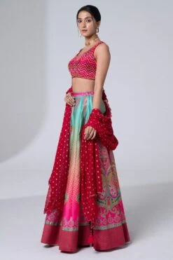 Siddhartha Bansal Rosy Pink-blue Floral Embellished Lehenga Set 8 Siddhartha Bansal Rosy Pink-blue Floral Embellished Lehenga Set -Echo Clohting Shop 5124sb1 4