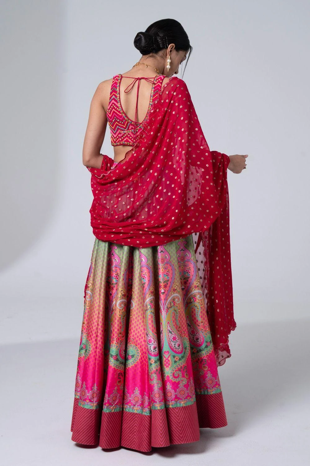 Siddhartha Bansal Rosy Pink-blue Floral Embellished Lehenga Set 5 Siddhartha Bansal Rosy Pink-blue Floral Embellished Lehenga Set - Image 5