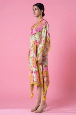 Siddhartha Bansal Vibrant Yellow-blue Floral Printed Kaftan -Echo Clohting Shop 5124sb20 3