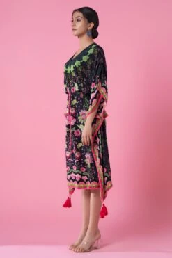 Siddhartha Bansal Midnight Black Multi-floral Printed Kaftan -Echo Clohting Shop 5124sb22 3