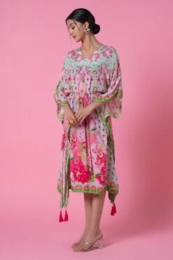 Siddhartha Bansal Cool Mint-soft Pink Floral Printed Kaftan -Echo Clohting Shop 5124sb30 3