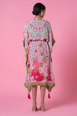 Siddhartha Bansal Cool Mint-soft Pink Floral Printed Kaftan -Echo Clohting Shop 5124sb30 4