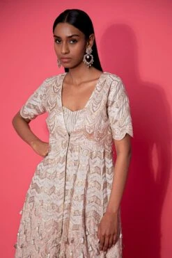 Simar Dugal Ivory Embroidered Jacket & Sharara Set -Echo Clohting Shop 54sdf8 3