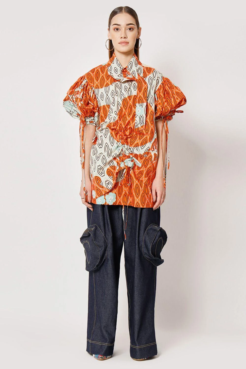 Two Point Two Off White & Orange Emiko Printed Top 2 Two Point Two Off White & Orange Emiko Printed Top - Image 2