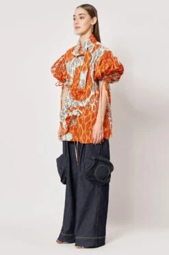 Two Point Two Off White & Orange Emiko Printed Top