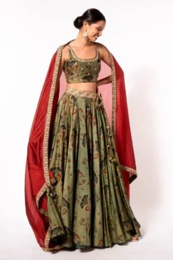 Punit Balana Green Printed Lehenga Set -Echo Clohting Shop 57pb6 3 1