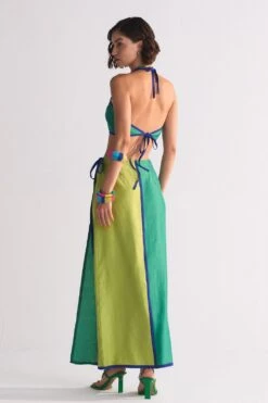 Ikai Lime Green Colour Block Wrap Skirt -Echo Clohting Shop 5823iai22 4