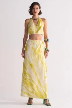 Ikai Ivory & Yellow Diagonal-dyed Bralette