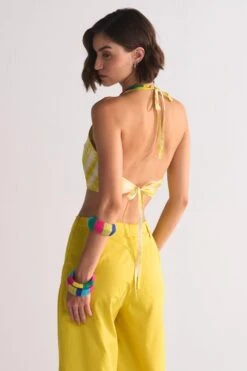 Ikai Yellow Elasticated Straight Pants -Echo Clohting Shop 5823iai81 3 1