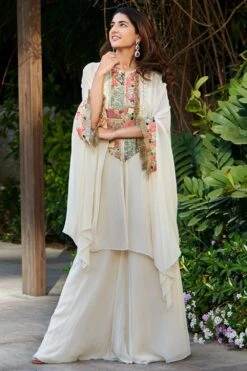 Varun Bahl Ivory Patchwork Sharara Set