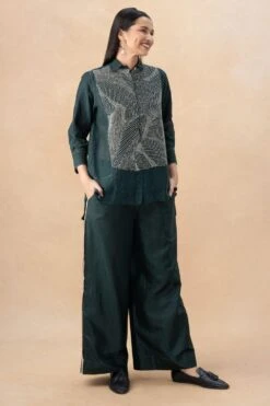 Divyam Mehta Bottle Green Embellished Top -Echo Clohting Shop 5923dm3 3