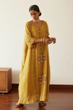Sarang Kaur Yellow Uday Kaftan -Echo Clohting Shop 61023sk21 2