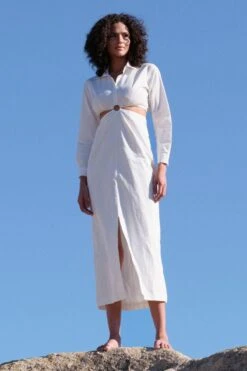 Twinkle Hanspal White Amber Cut-out Shirt Dress