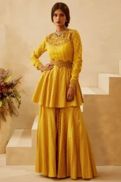 Bhumika Sharma Yellow Sharara Set With Embellished Neckline