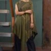 Bodhi Tree Olive Green Asymmetric Kurta Set