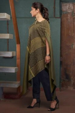 Bodhi Tree Olive Green Asymmetric Kurta Set -Echo Clohting Shop 62bt5 3