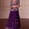Mrunalini Rao Purple Zardosi Embellished Jacketed Lehenga Set