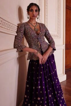 Mrunalini Rao Purple Zardosi Embellished Jacketed Lehenga Set -Echo Clohting Shop 6323mr4 3
