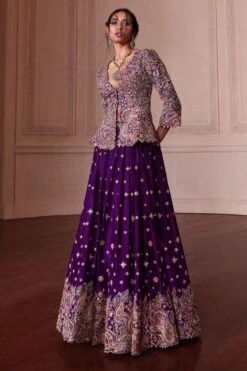 Mrunalini Rao Purple Zardosi Embellished Jacketed Lehenga Set -Echo Clohting Shop 6323mr4 4