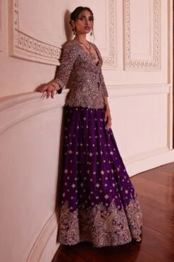 Mrunalini Rao Purple Zardosi Embellished Jacketed Lehenga Set -Echo Clohting Shop 6323mr4 5