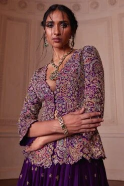Mrunalini Rao Purple Zardosi Embellished Jacketed Lehenga Set -Echo Clohting Shop 6323mr4 6