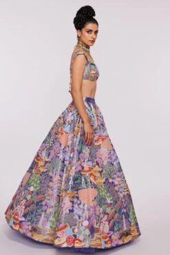 Aisha Rao Blue Tissue Applique Lehenga Set -Echo Clohting Shop 64ar11 3