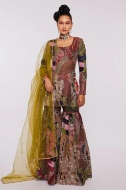 Aisha Rao Blue Divergence Printed & Embellished Sharara Set