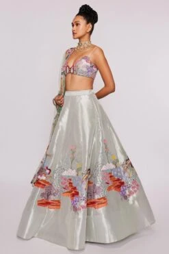 Aisha Rao Ivory Tissue Appliqued & Embellished Lehenga Set -Echo Clohting Shop 64ar6 3